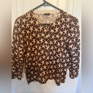 J. Crew Brown Starfish Patterned Cardigan XS